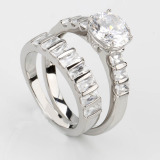 Wedding Set Ring Made of Stainless Steel and Cubic Zirconia